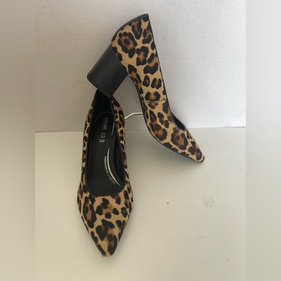 Geox Respira Shoes - Geox Respirator Italian Leopard Print Pumps Shoes Pointed Toe Chunky Heels